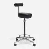 Robert Propst for George Nelson & Associates, Perch stool, aluminum, leather, chrome-plated steel, enameled steel