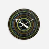 Meridian wall clock, model 7590 by George Nelson & Associates, c. 1965, glazed stoneware, enameled aluminum, brass, sold May 2025