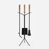 Fireplace tool set, model H609 by George Nelson & Associates, powder-coated steel, walnut, sold May 2025