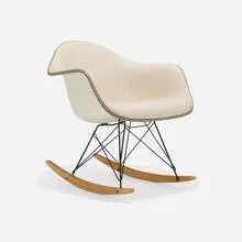RAR by Charles and Ray Eames, molded fiberglass, lacquered steel, birch, vinyl upholstery, rubber, sold May 2025