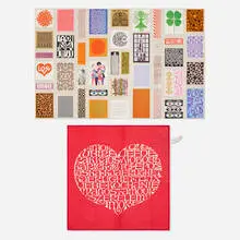 Alexander Girard, Two works, 1972, screen-printed fabric, printed paper