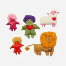 Marilyn Neuhart, Collection of five dolls from Textiles & Objects, c. 1961, linen, wool, silk