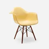 Charles and Ray Eames, DAW, 1951, molded fiberglass with rope edge, walnut, enameled steel, rubber