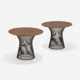 Warren Platner, Occasional tables model 3710, pair, bronze-plated steel, stained oak