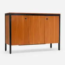 Black Frame cabinet by George Nelson & Associates, 1956, teak, lacquered wood, lacquered steel, sold May 2025