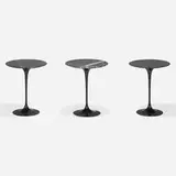 Eero Saarinen, Tulip occasional tables model 160M, set of three, enameled aluminum, marble