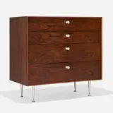 Thin Edge cabinet, model 5202 by George Nelson & Associates, rosewood, enameled steel, aluminum, sold May 2025