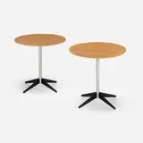 Tray tables, pair by George Nelson & Associates, c. 1955, molded walnut plywood, matte chrome-plated steel, painted steel, sold May 2025