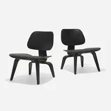Charles and Ray Eames, LCWs, pair, lacquered ash plywood, rubber