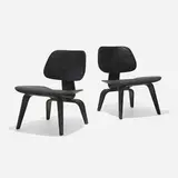 Charles and Ray Eames, LCWs, pair, lacquered ash plywood, rubber