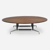Charles and Ray Eames, Segmented Base table, model ET157, 1964, walnut, rubber, enameled steel, cast aluminum