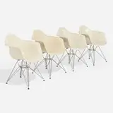 Charles and Ray Eames, DKR chairs, set of four, molded fiberglass, chrome-plated steel, plastic