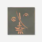 Visage au trait oblique by Pablo Picasso, 1968-69, red earthenware clay, printed with engobe pad, sold Apr 2025