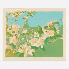 Apple Blossoms III by Fairfield Porter, 1974, lithograph in colors, sold Apr 2025