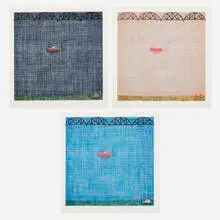 Jennifer Bartlett, Bridge, Boat, Dog (Triptych), 1997, aquatint in colors