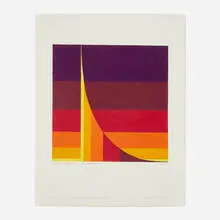 Herbert Bayer, Study for Curve from Two Progressions (Yellow to Purple), 1973, acrylic on paper
