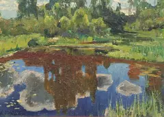 Arkady Rylov, Lake Scene, Oil on board