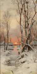 Sunset by Mikhail Pomeranzev, Oil on canvas, sold Feb 2008