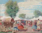 Hungarian School, Gypsy Encampment, Oil on canvas