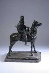 Paul Troubetskoy, Bedouin Horseman, Bronze, with dark brown patina on a red marble plinth - Height: 16 1/2 in