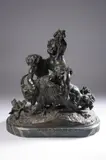 Michel Clodion, "Playful Putti and Goat", On green marble vase