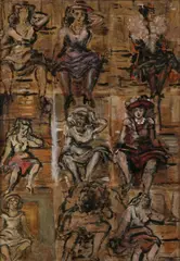 Reginald Marsh, Untitled, FIGURE STUDIES, oil on board
