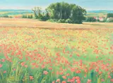 André Vignoles, Poppies in a Field, Oil on canvas