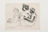 Aaron Sopher, Three Woman Waiting, Pen and ink on paper