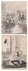 C. Alford, FASHION ILLUSTRATIONS AND NIGHT CLUB SCENES: SEVEN WORKS, four signed, One pastel on paper, one oil on paper, and five charcoal on paper