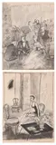 C. Alford, FASHION ILLUSTRATIONS AND NIGHT CLUB SCENES: SEVEN WORKS, four signed, One pastel on paper, one oil on paper, and five charcoal on paper