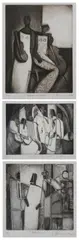 Joseph Holston Jr, Artshow, Etching and aquatint - First, plate: 7 3/4 in. x 7 3/4 in.; second, plate: 8 3/4 in. x 11 3/4 in.; third, plate: 11 in. x 8 3/4 in