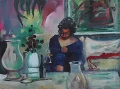 William Tolliver, Woman with Wine Glass, Color offset lithograph