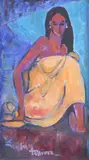 William Tolliver, Woman in Yellow Dress, Oil and pencil on paper