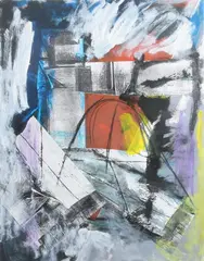 Alex de Boeck, Abstract # 55, Mixed media collage
