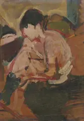Robert D'Arista, Untitled, WOMAN SEATED, oil on board