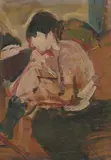 Robert D'Arista, Untitled, WOMAN SEATED, oil on board