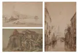 August Georg Friederich Lucas, VIEW ALONG THE TIBER and VENETIAN CANAL: TWO WORKS, Watercolor on paper