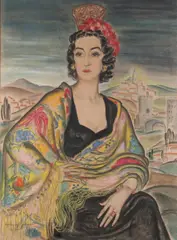 Spanish School, Portrait of Fresia Del Pulgar, Pastel on paper mounted on board
