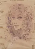 Léonor Fini, Head of a Woman, Watercolor and ink on paper