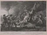 John Trumbull, The Death of General Montgomery at Quebec, Black and white engraving by W