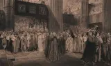 Edwin Austin Abbey, The Coronation of Edward VII, Pencil signature bottom left corner