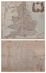 Samuel Lewis, THE STATE OF VIRGINIA FROM THE BEST AUTHORITIES, 1794, from Carey's American Atlas, Together with: ROBERT MORDEN (English, 17th-18th centuries) ENGLAND, 1695 or later, engraving with hand coloring. 14 in. x 16 1/2 in