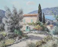 House on Bay by Lucien Potronat, Oil on canvas, sold Apr 2008