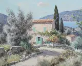 Lucien Potronat, House on Bay, Oil on canvas