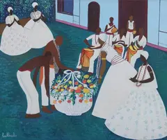 Lucia Basico, Flores Para Yemanja, Oil on canvas