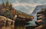 Celeste Bruff Nichols, Landscape with Water Fall, Oil on canvas