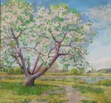 Hilma Payne, Cherry Blossom Tree, Oil on canvas
