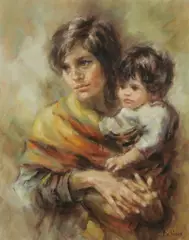 Lisette De Winne, Mother and Child, Oil on canvas