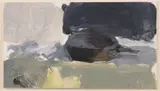Stuart Shils, Black Pan, Oil on board