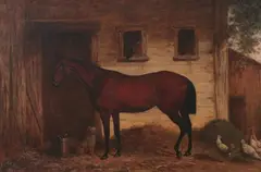 Henry Collins Bispham, Horse in the Stable Yard, Oil on canvas